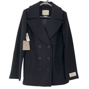 TNA Brandywine Black Double-Breasted Pea Coat